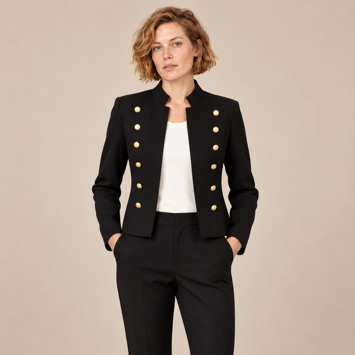 Damesblazer met opstaande kraag en knoopdetails