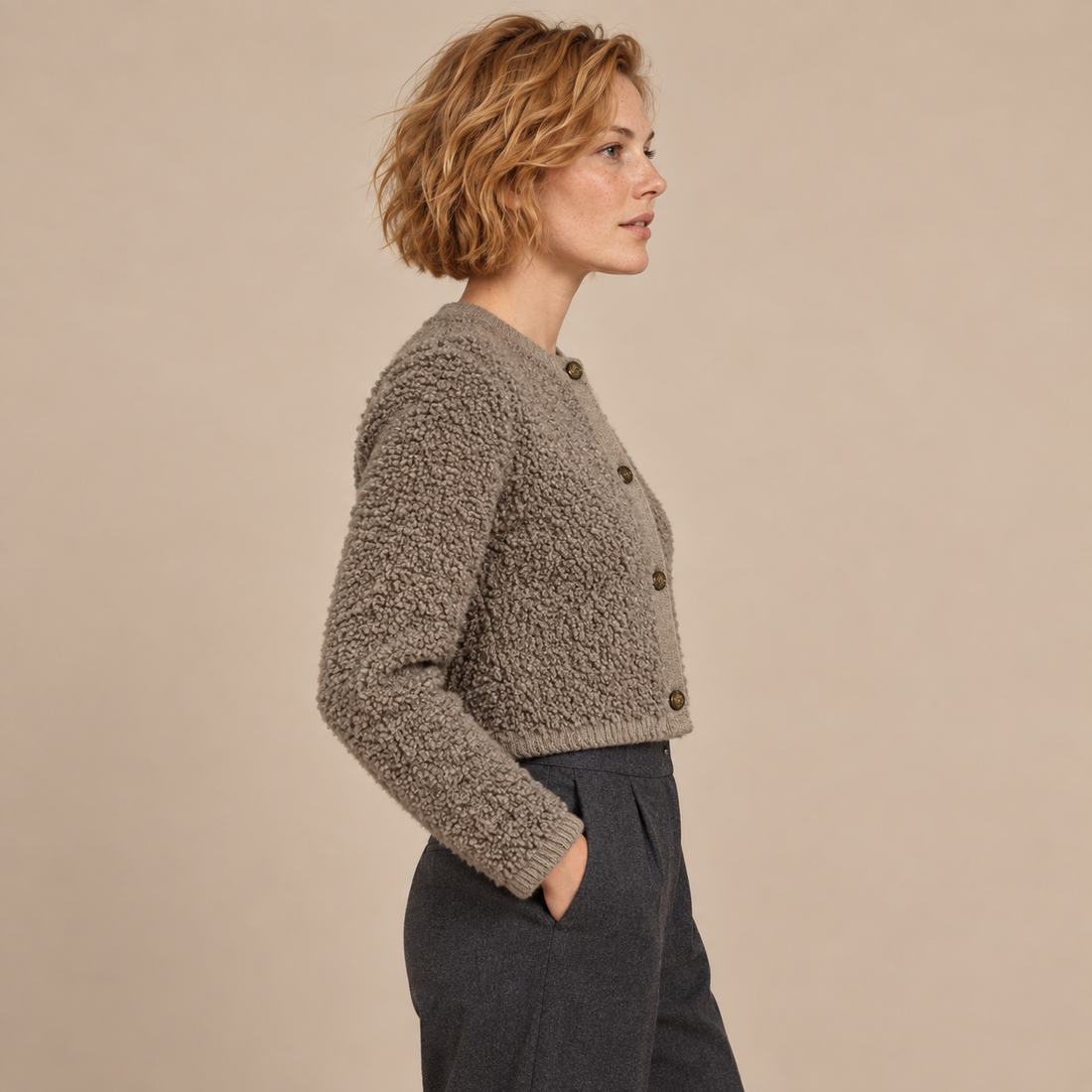 Gestructureerd vestjasje voor dames met knoopsluiting