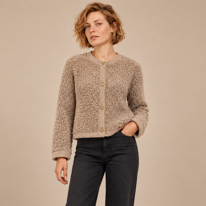 Gestructureerd vestjasje voor dames met knoopsluiting