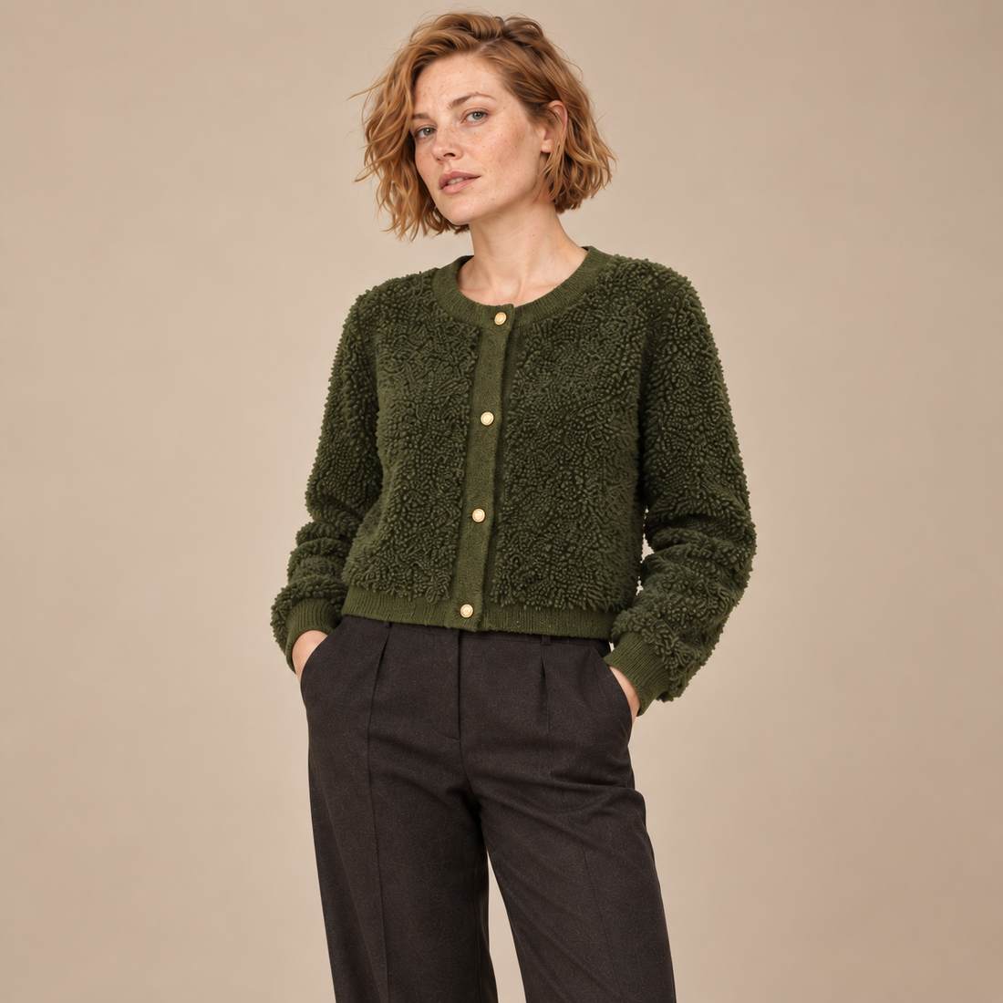 Gestructureerd vestjasje voor dames met knoopsluiting