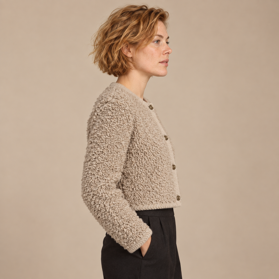 Gestructureerd vestjasje voor dames met knoopsluiting