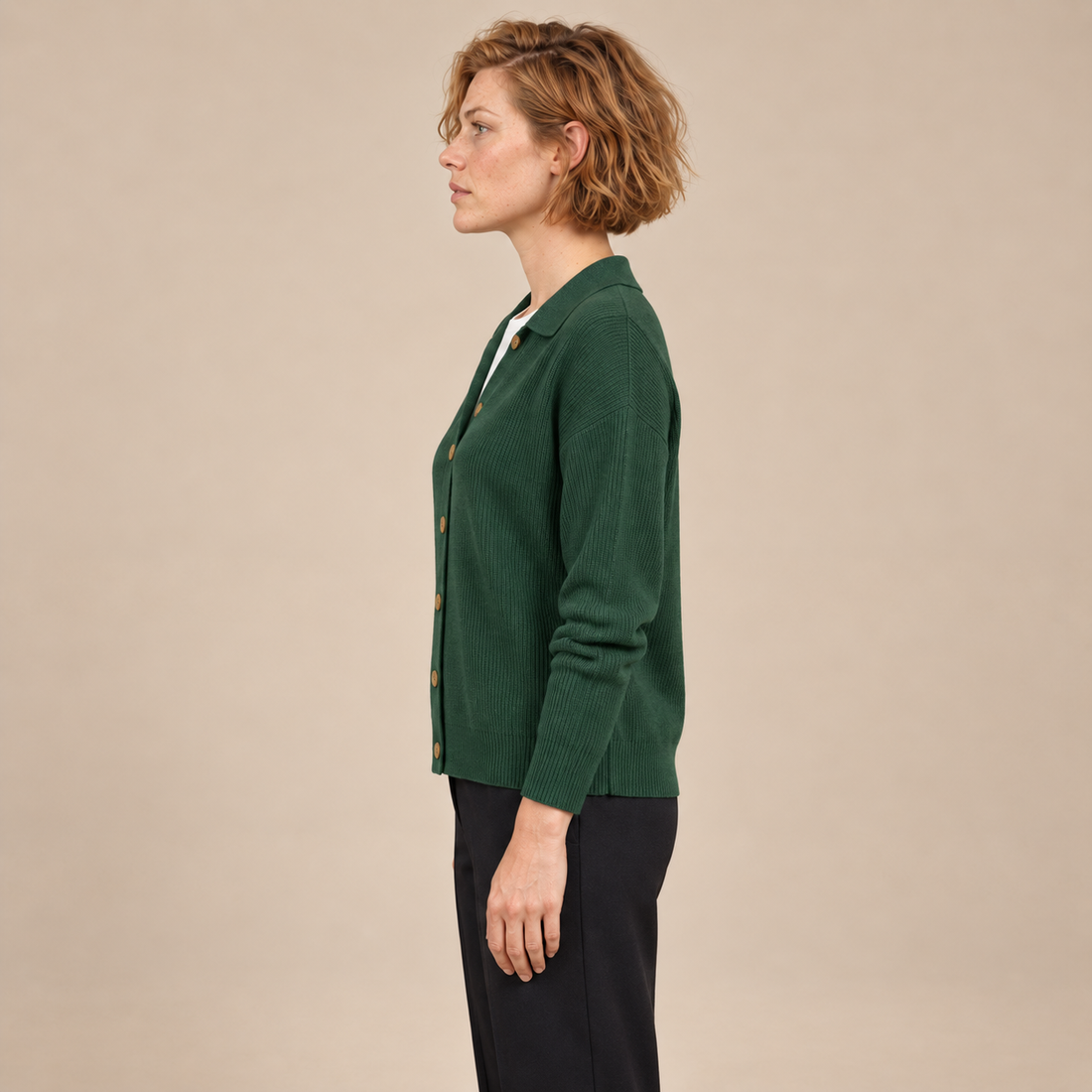 Damesvest met knoopsluiting en kraag
