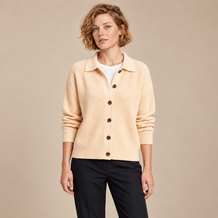 Damesvest met knoopsluiting en kraag