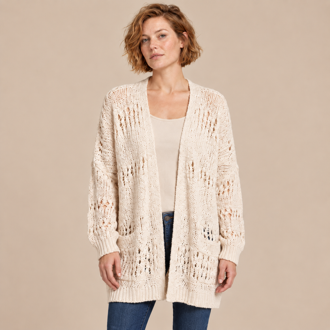 Open damesvest met lange mouwen