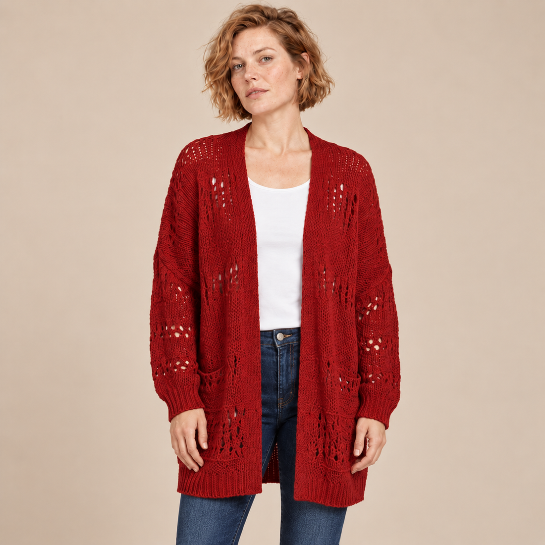 Open damesvest met lange mouwen