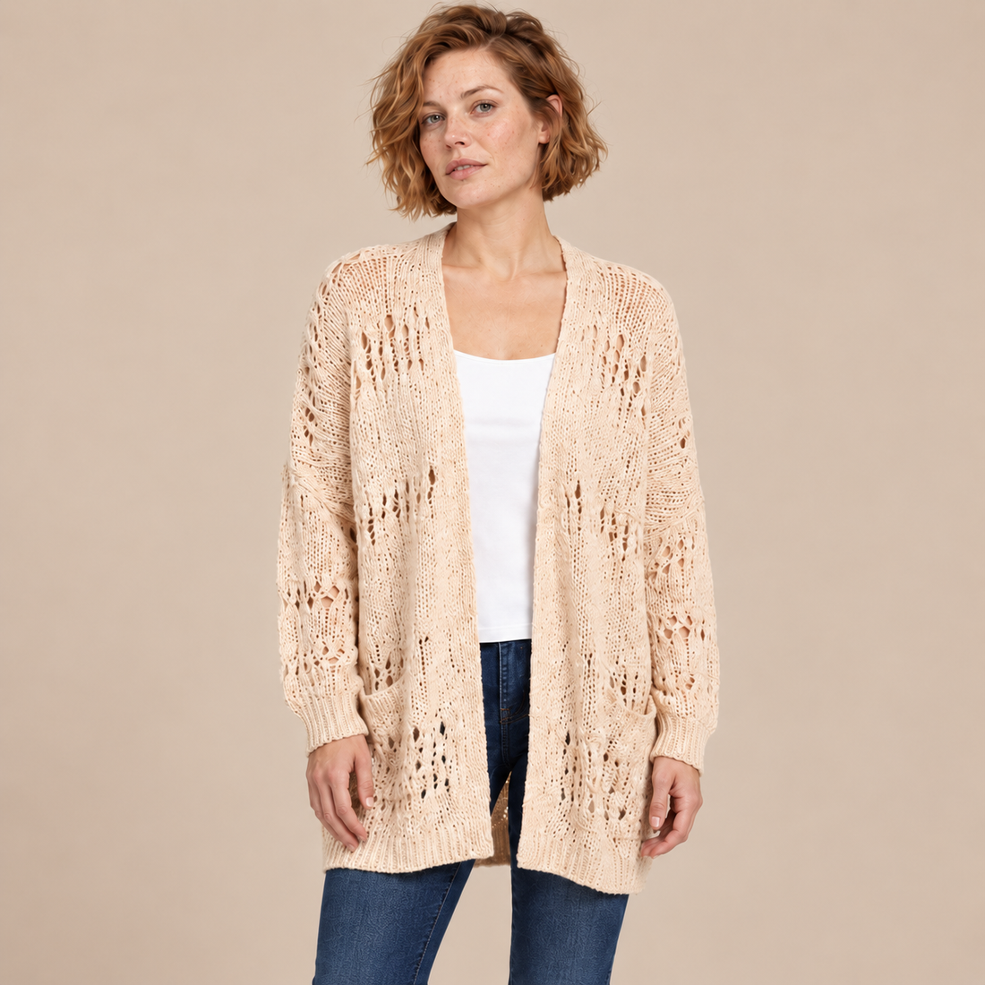 Open damesvest met lange mouwen
