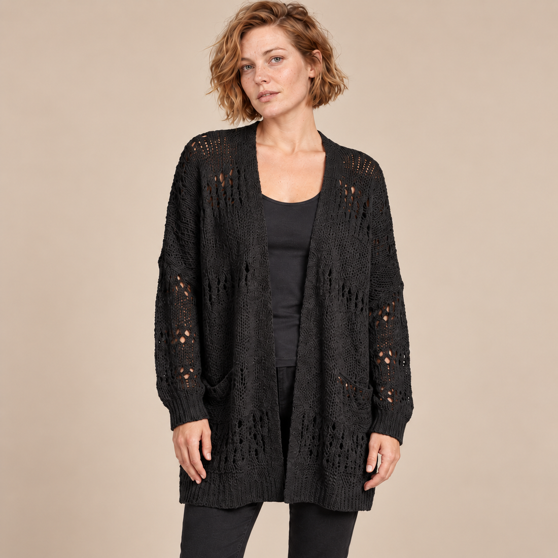 Open damesvest met lange mouwen