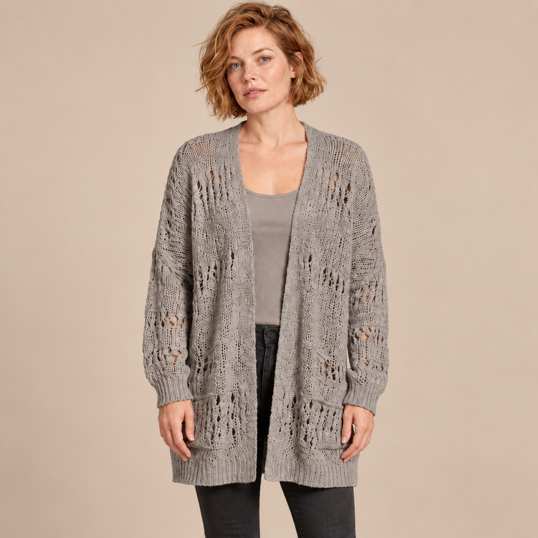 Open damesvest met lange mouwen