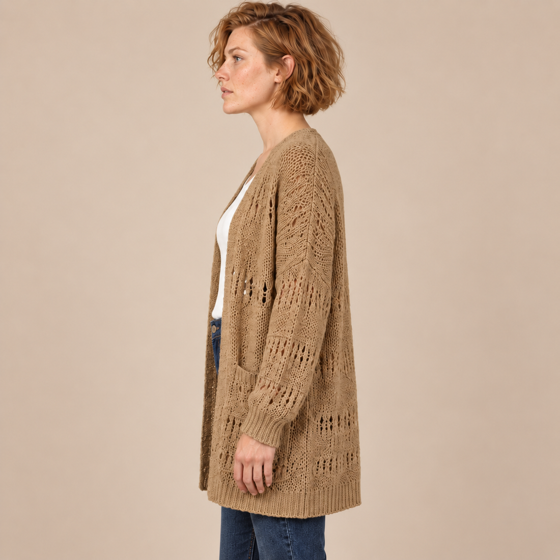 Open damesvest met lange mouwen