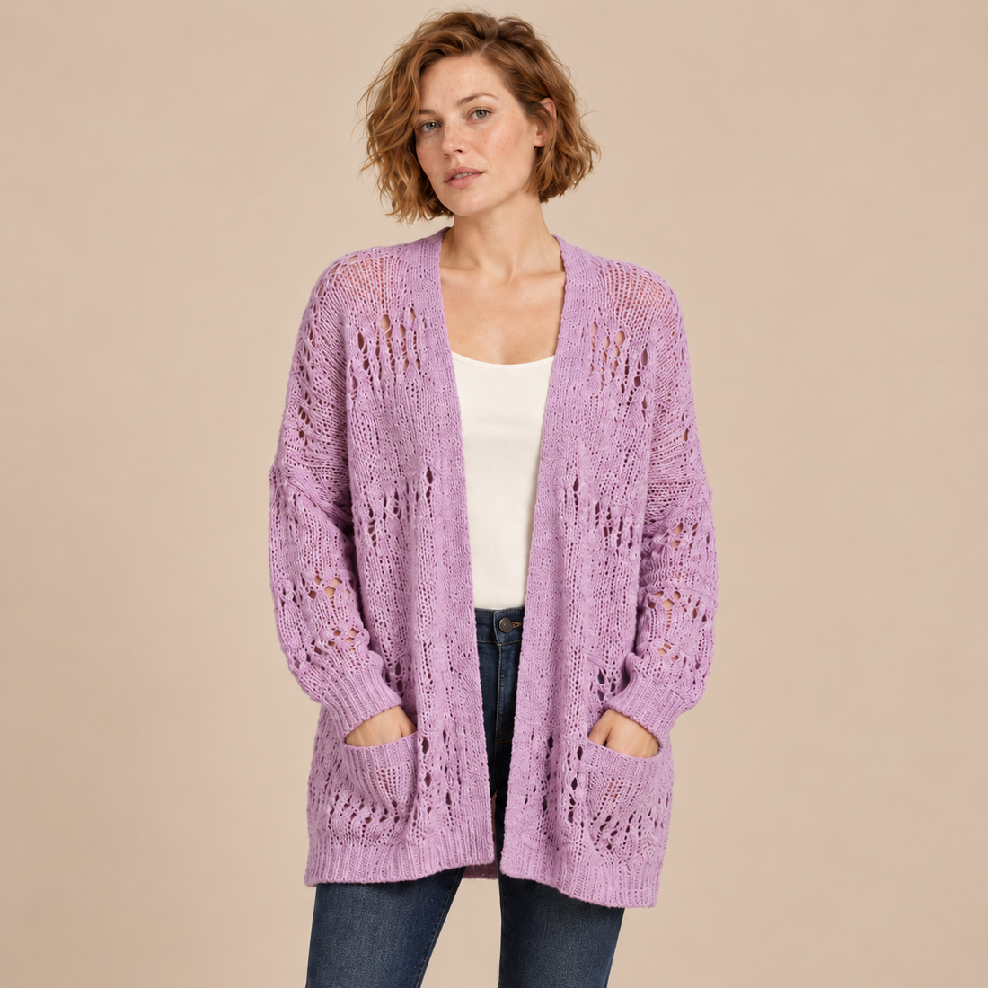 Open damesvest met lange mouwen