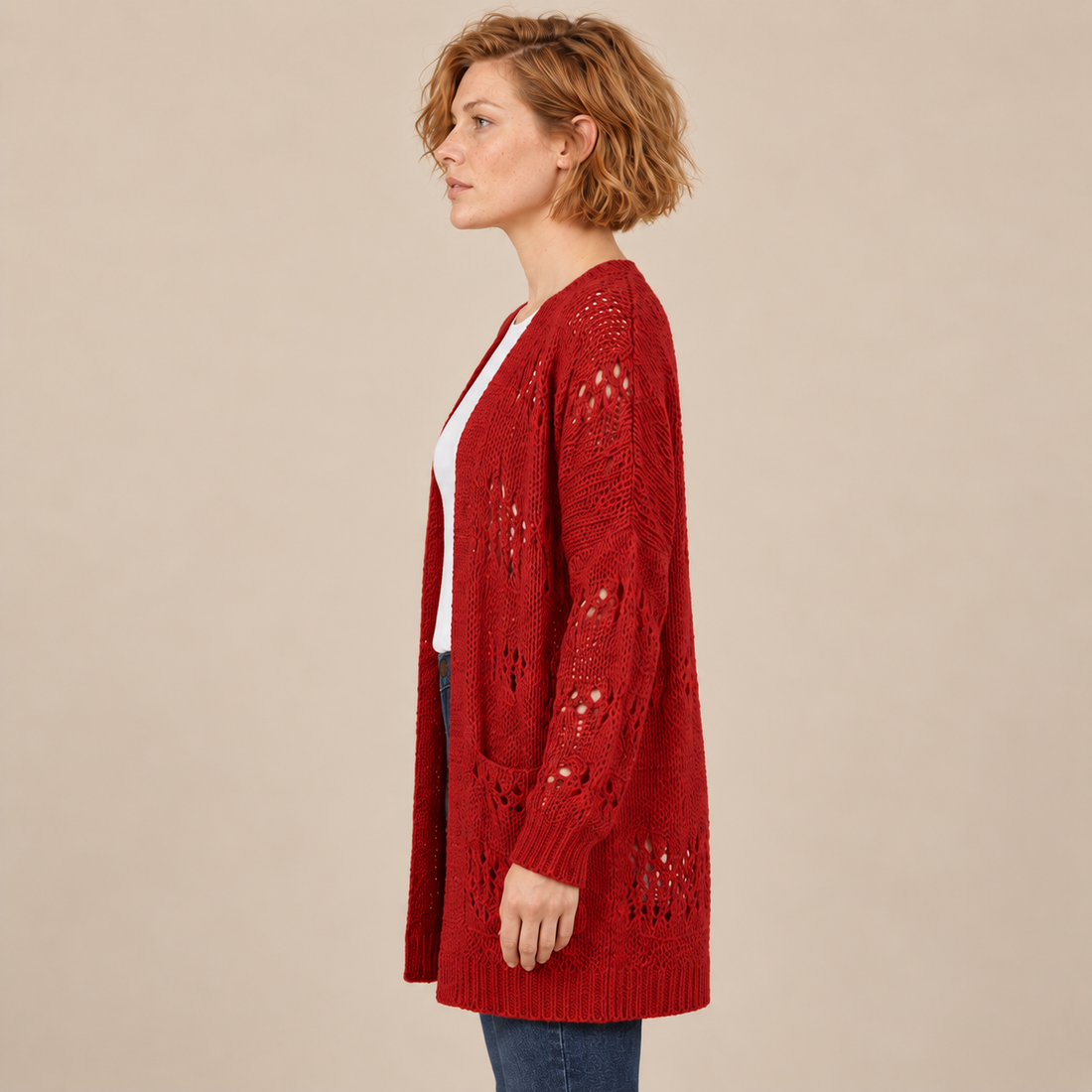 Open damesvest met lange mouwen
