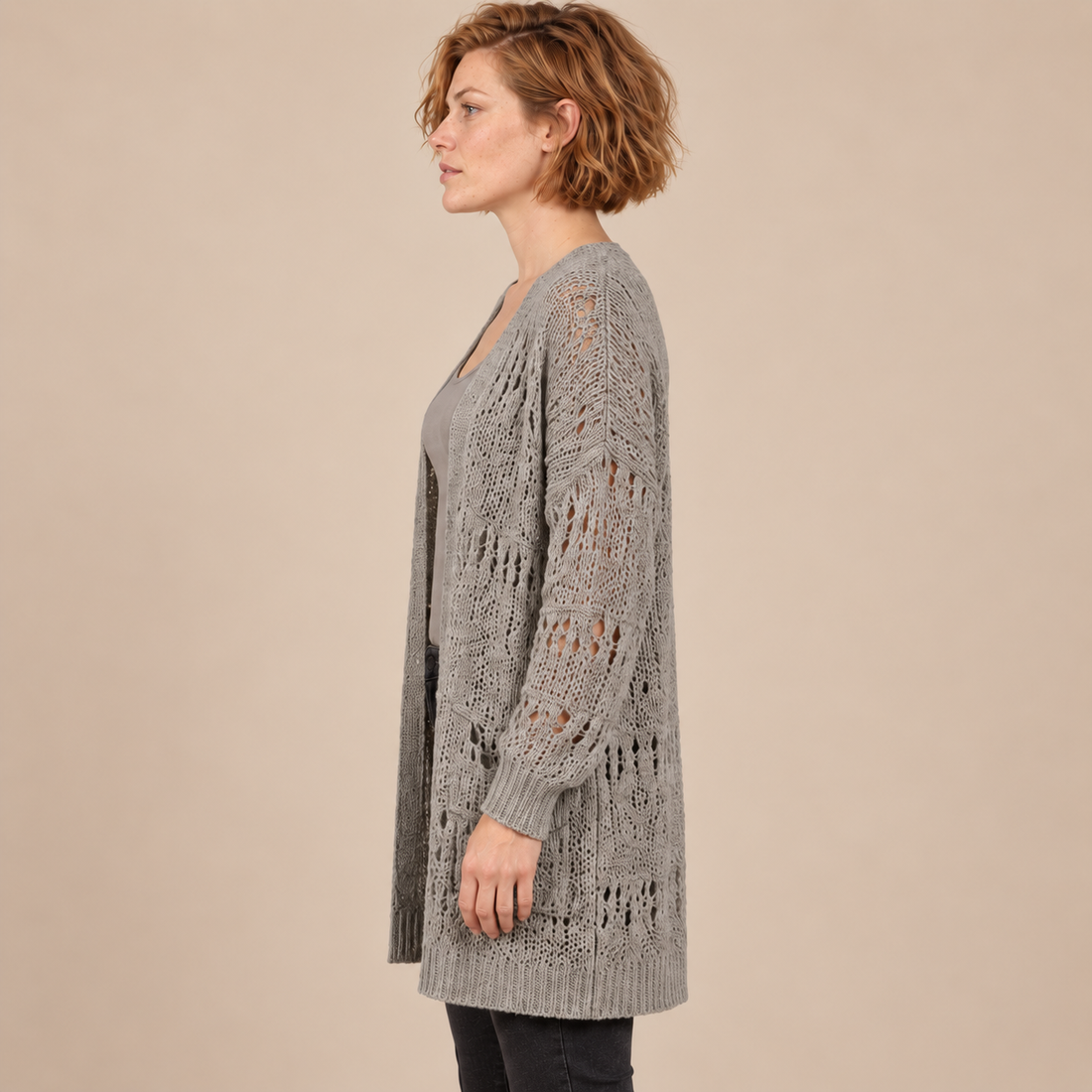 Open damesvest met lange mouwen