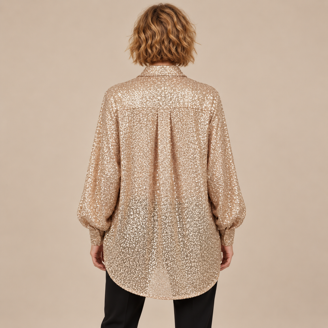 Oversized blouse voor dames met lange mouwen en glinsterend design