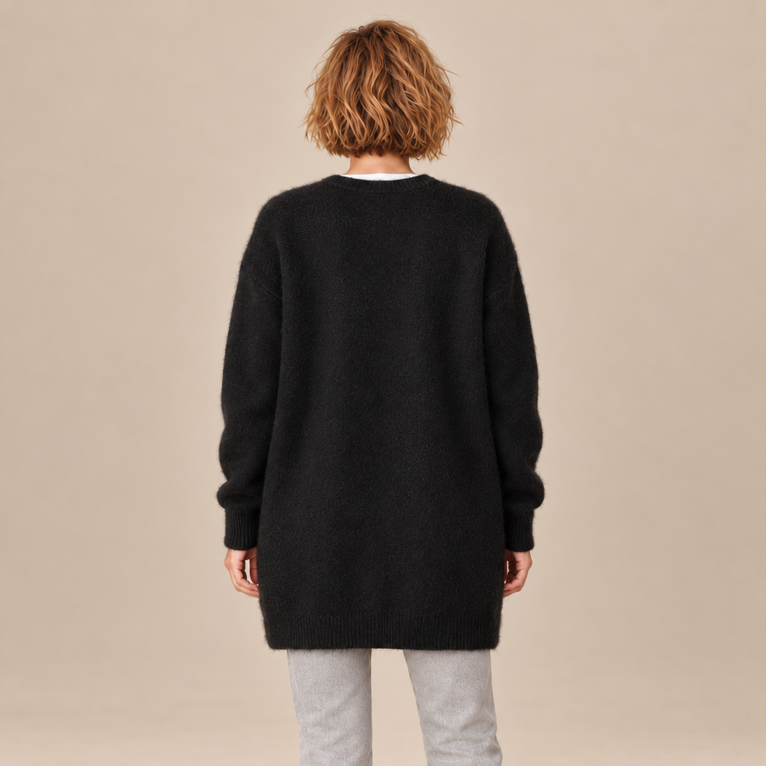 Damesvest met knoopsluiting en geribde boorden