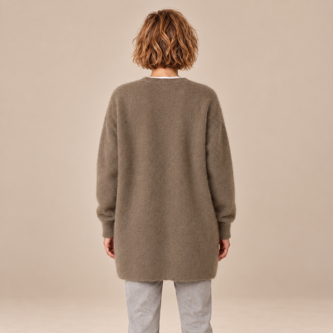 Damesvest met knoopsluiting en geribde boorden