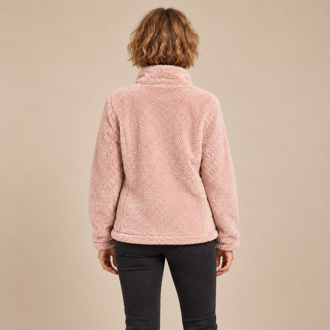 Fleecejack voor dames met opstaande kraag en rits
