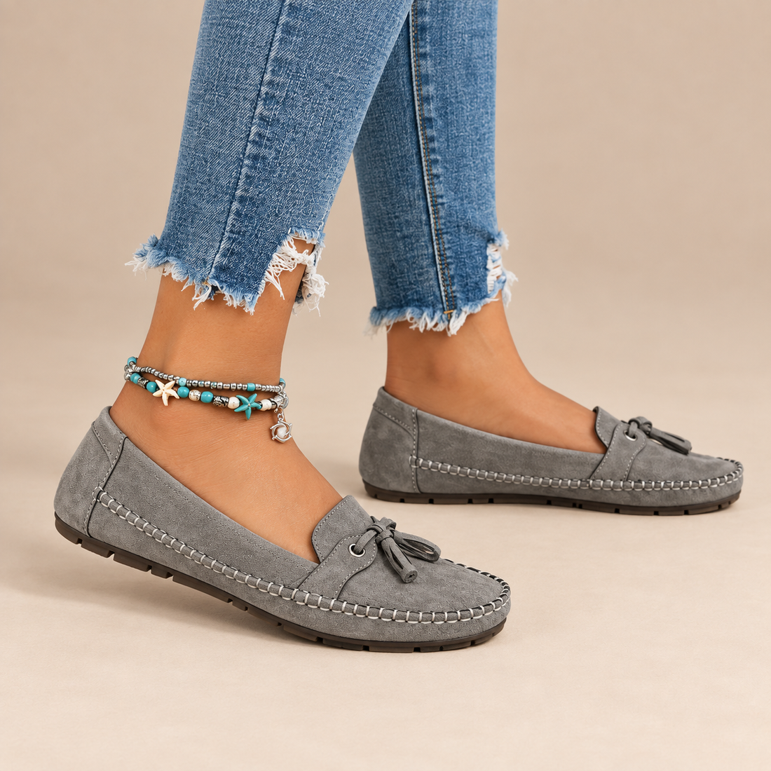 Leren loafers voor dames met mocassinstiksels voor dagelijks gebruik