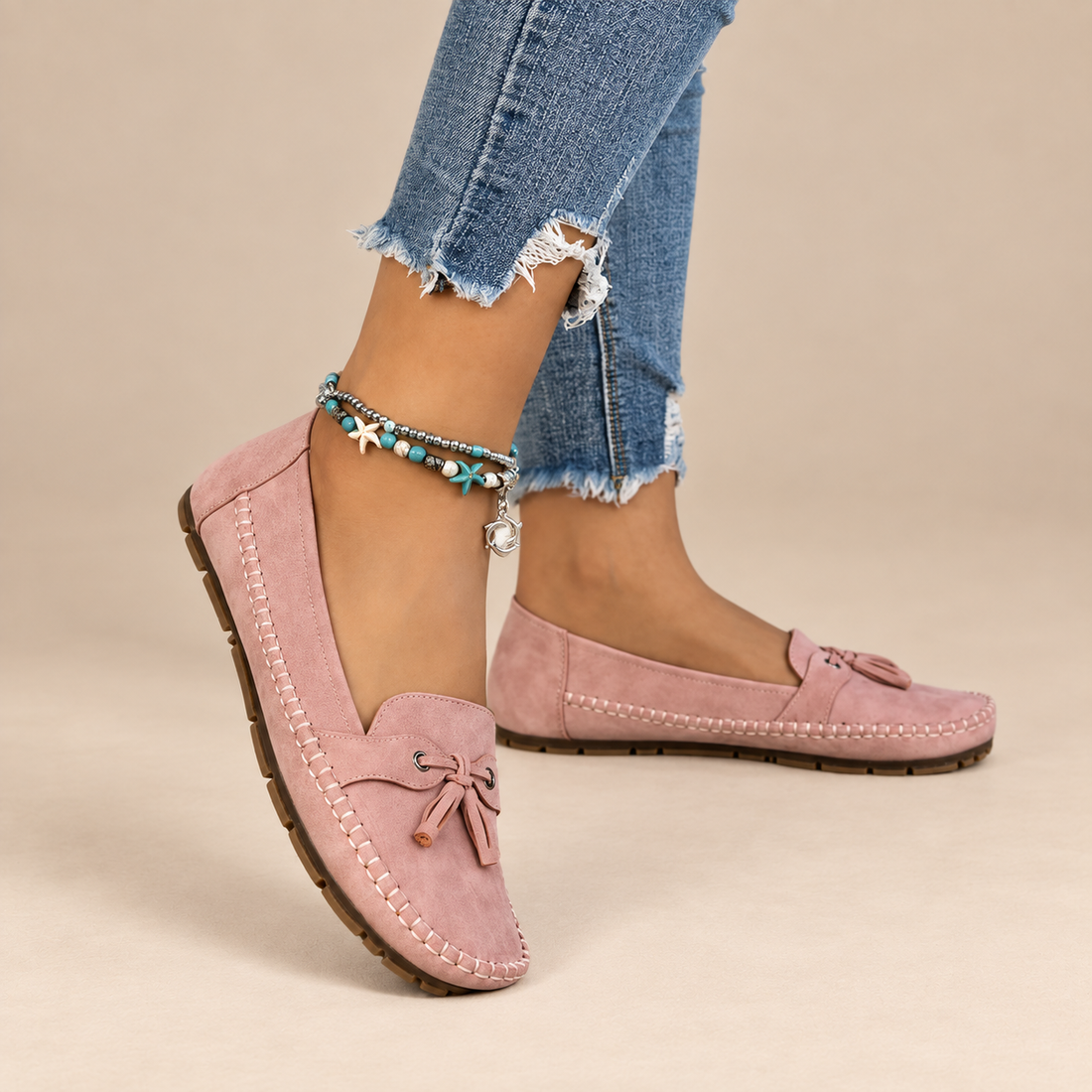 Leren loafers voor dames met mocassinstiksels voor dagelijks gebruik