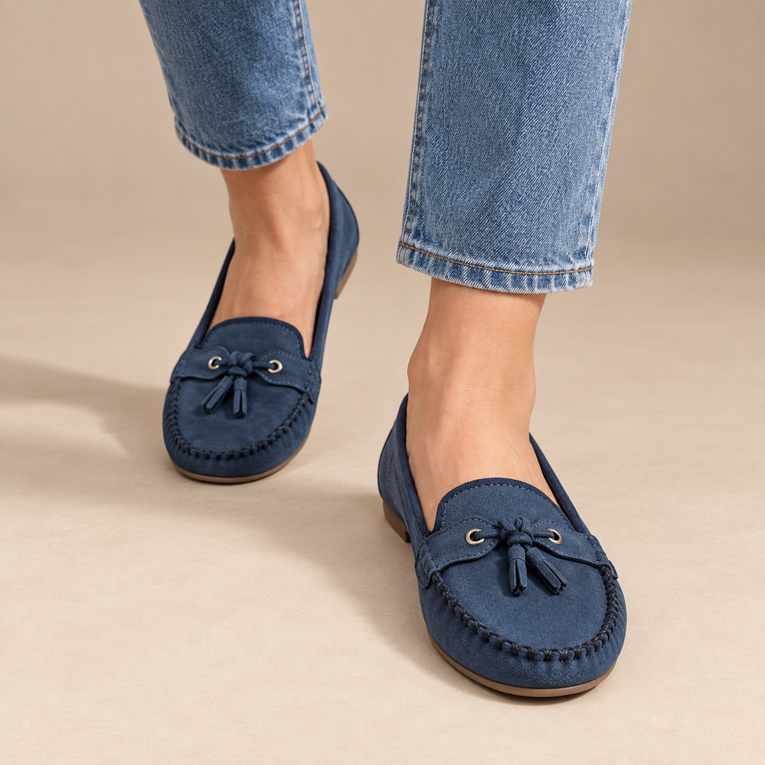 Leren loafers voor dames met mocassinstiksels voor dagelijks gebruik