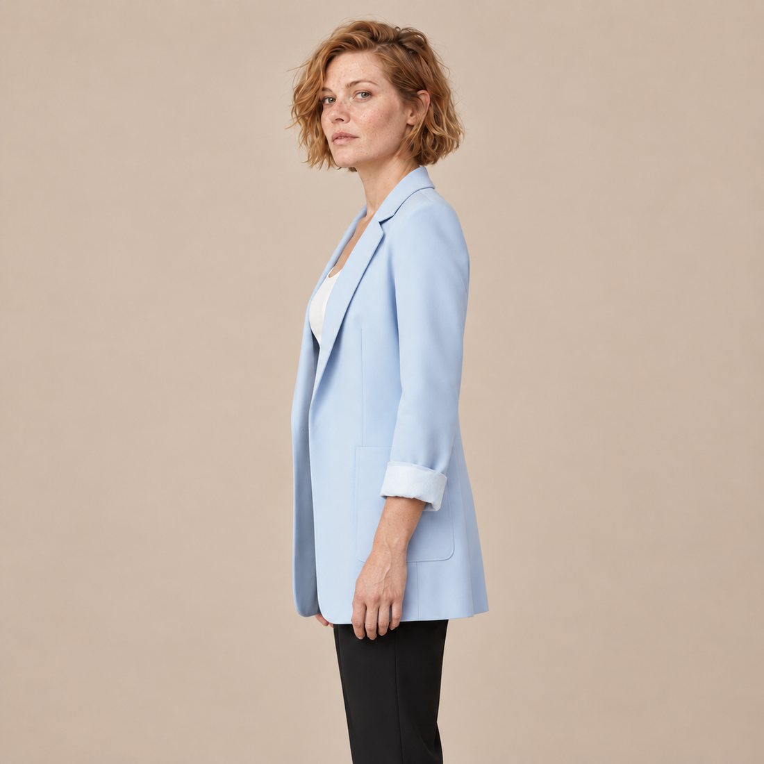 Open damesblazer met gestructureerde revers