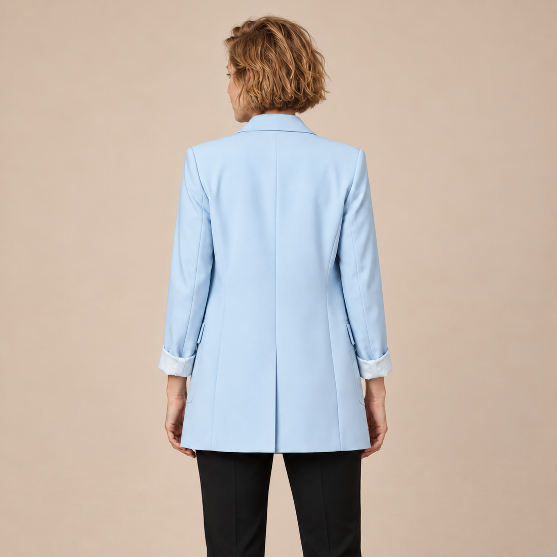 Open damesblazer met gestructureerde revers