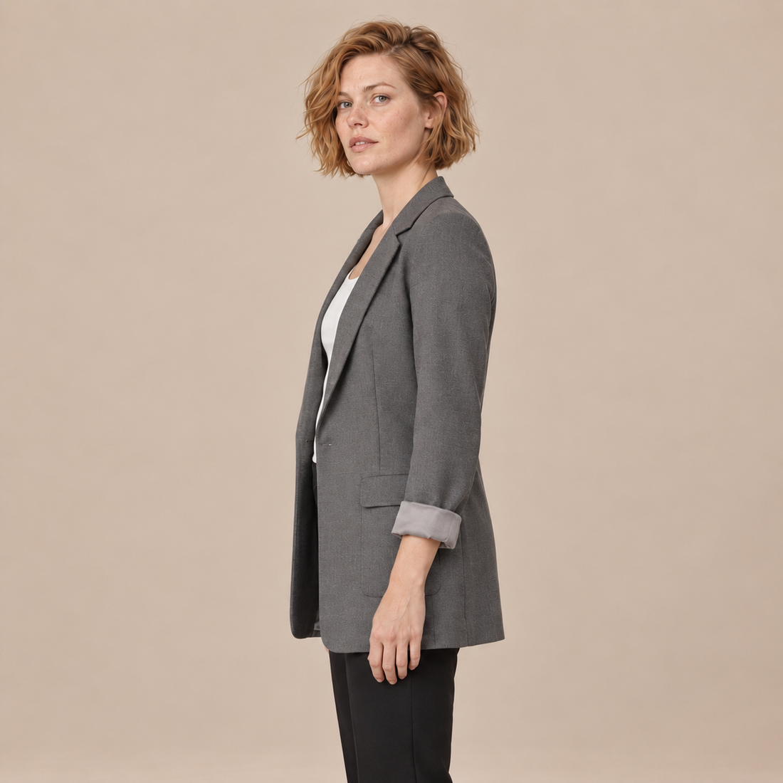 Open damesblazer met gestructureerde revers