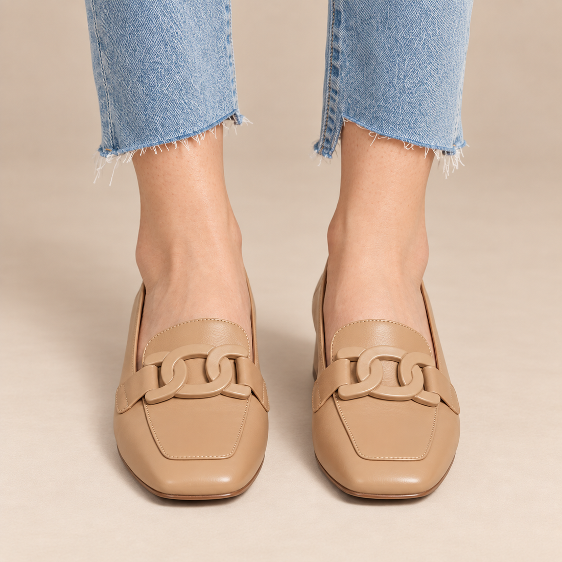 Orthopedische leren loafers voor dames met vierkante neus voor dagelijks gebruik