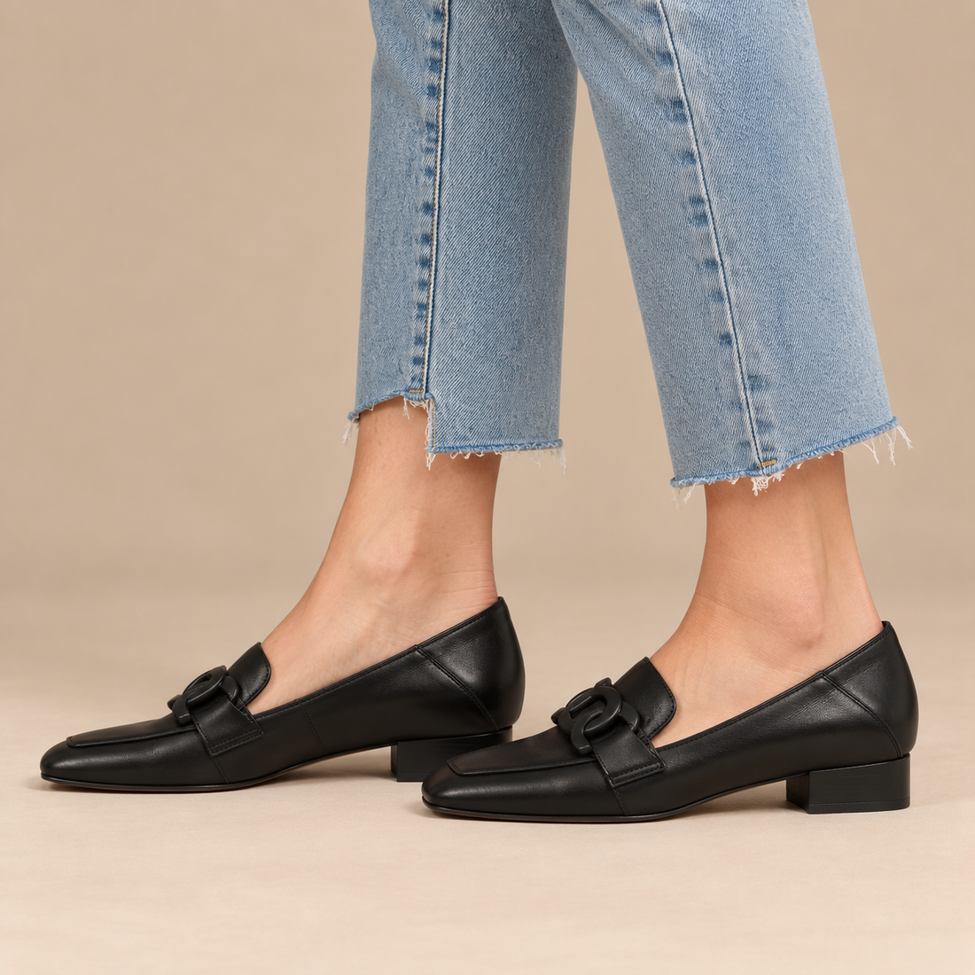 Orthopedische leren loafers voor dames met vierkante neus voor dagelijks gebruik