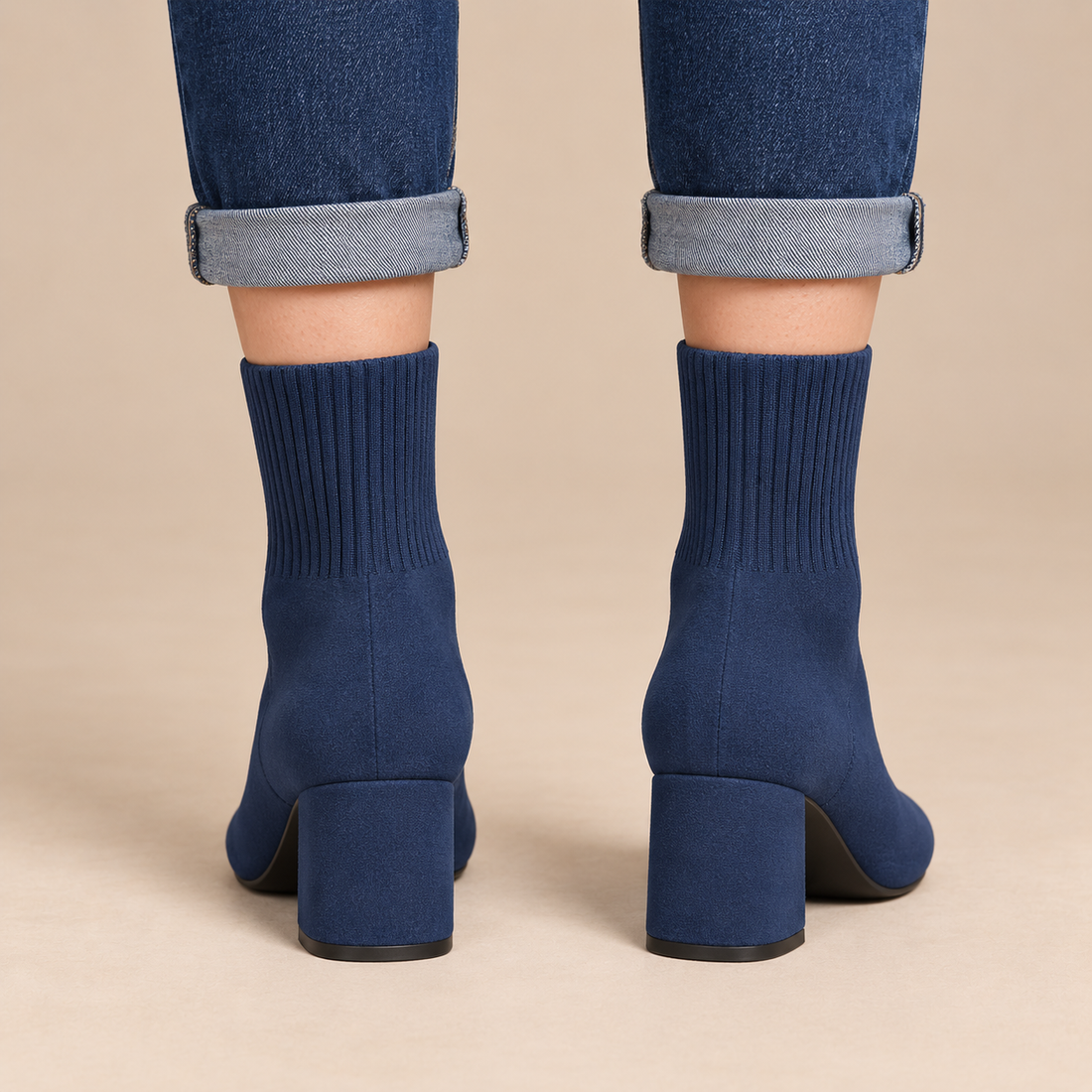Enkellaarsjes voor dames met geribde stretchrand voor de herfst