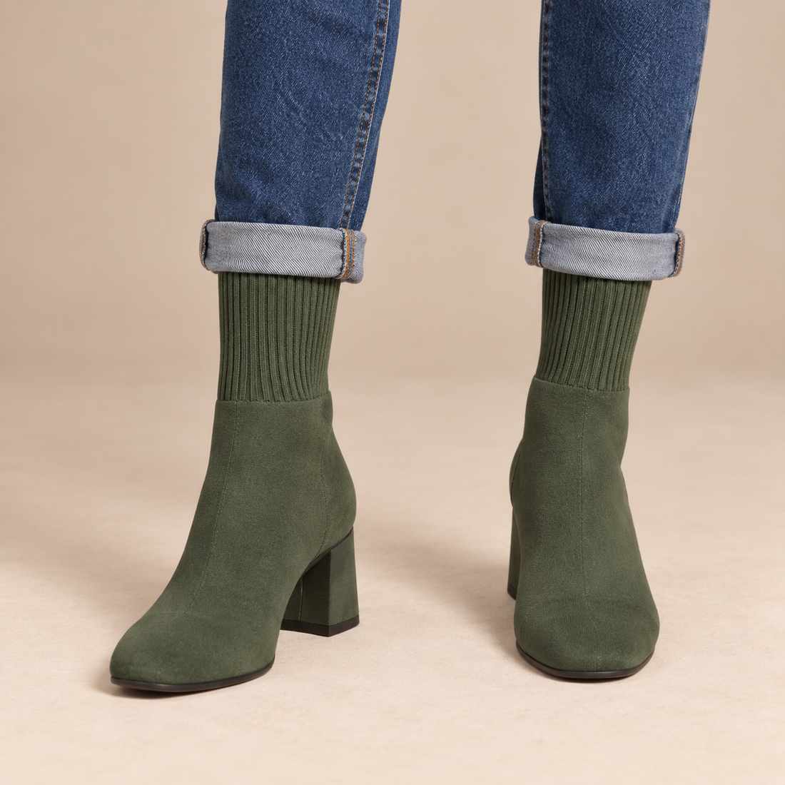 Enkellaarsjes voor dames met geribde stretchrand voor de herfst