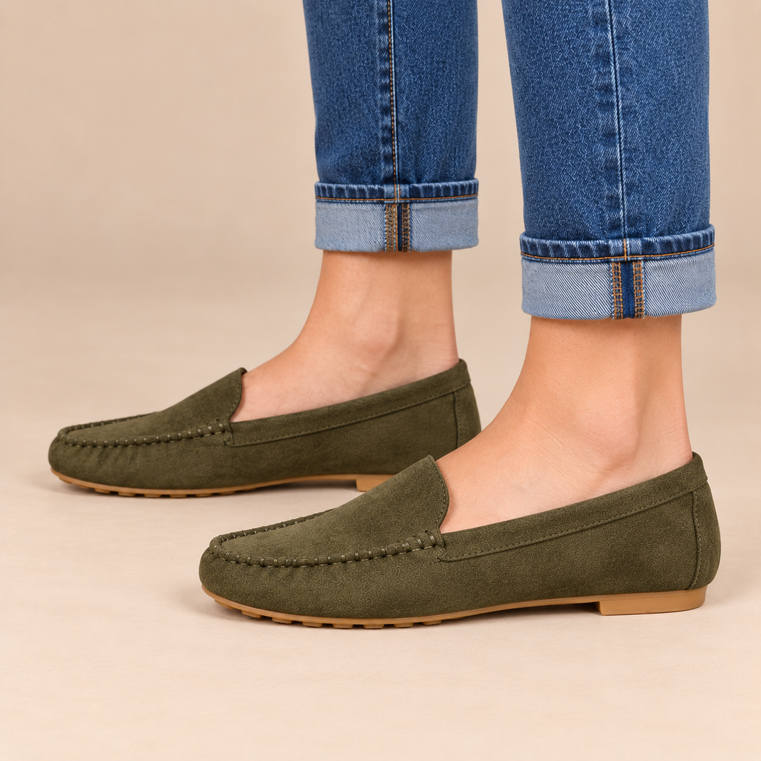 Leren damesloafers met platte zool voor dagelijks gebruik