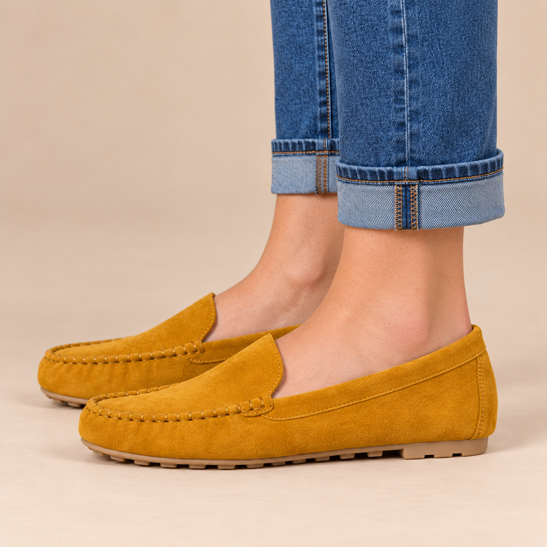 Leren damesloafers met platte zool voor dagelijks gebruik