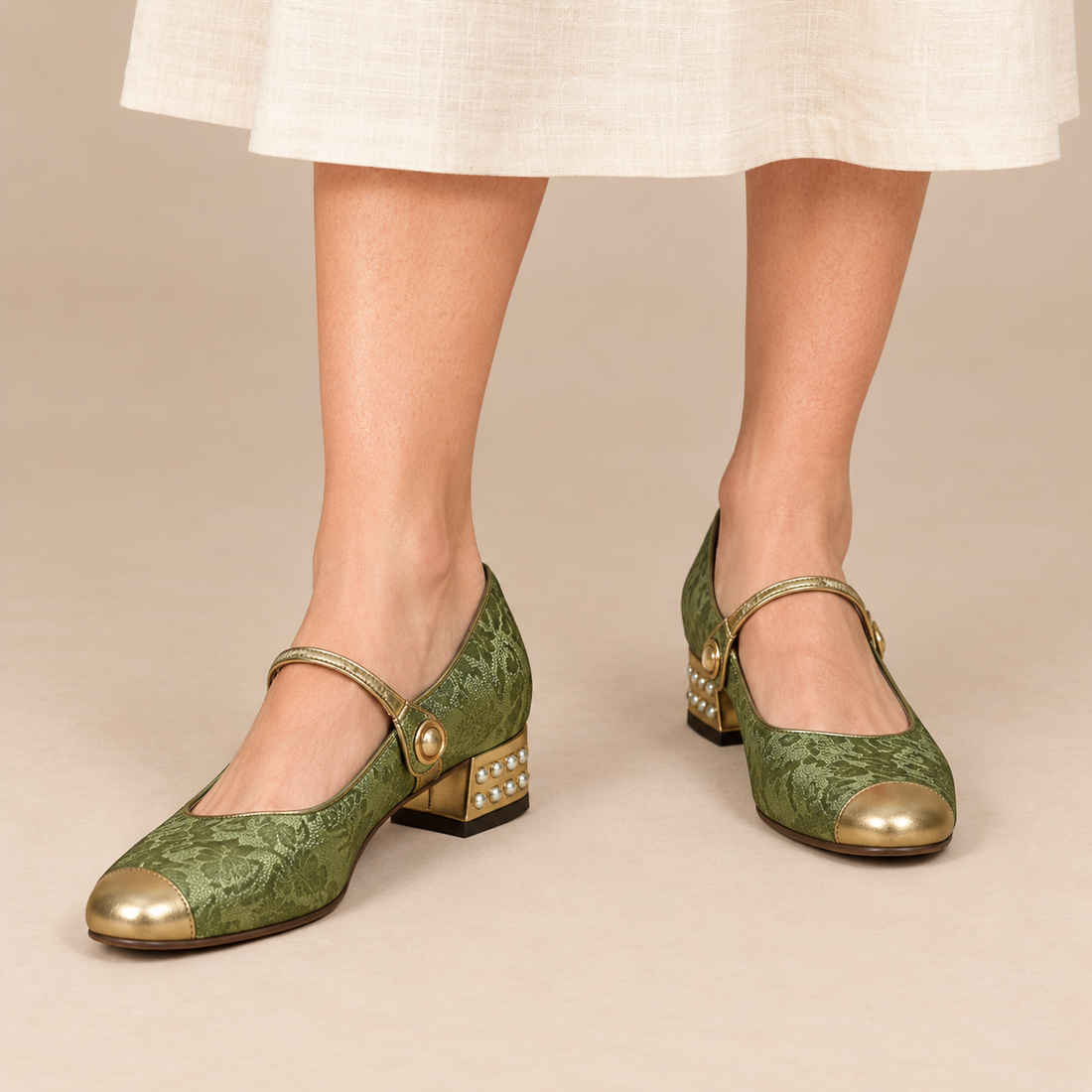 Orthopedische damesschoenen met lage hak en mary jane-bandje voor comfort de hele dag door