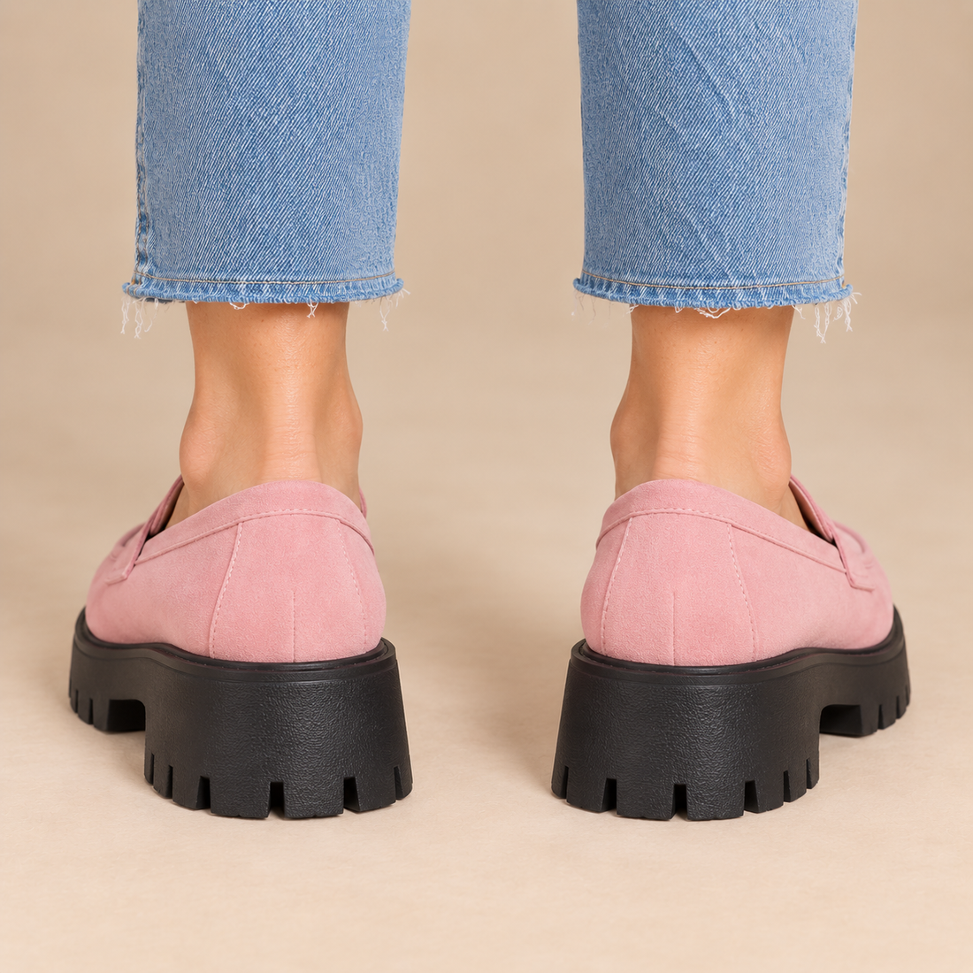 Plateauloafers voor dames met grove zool en instapmodel