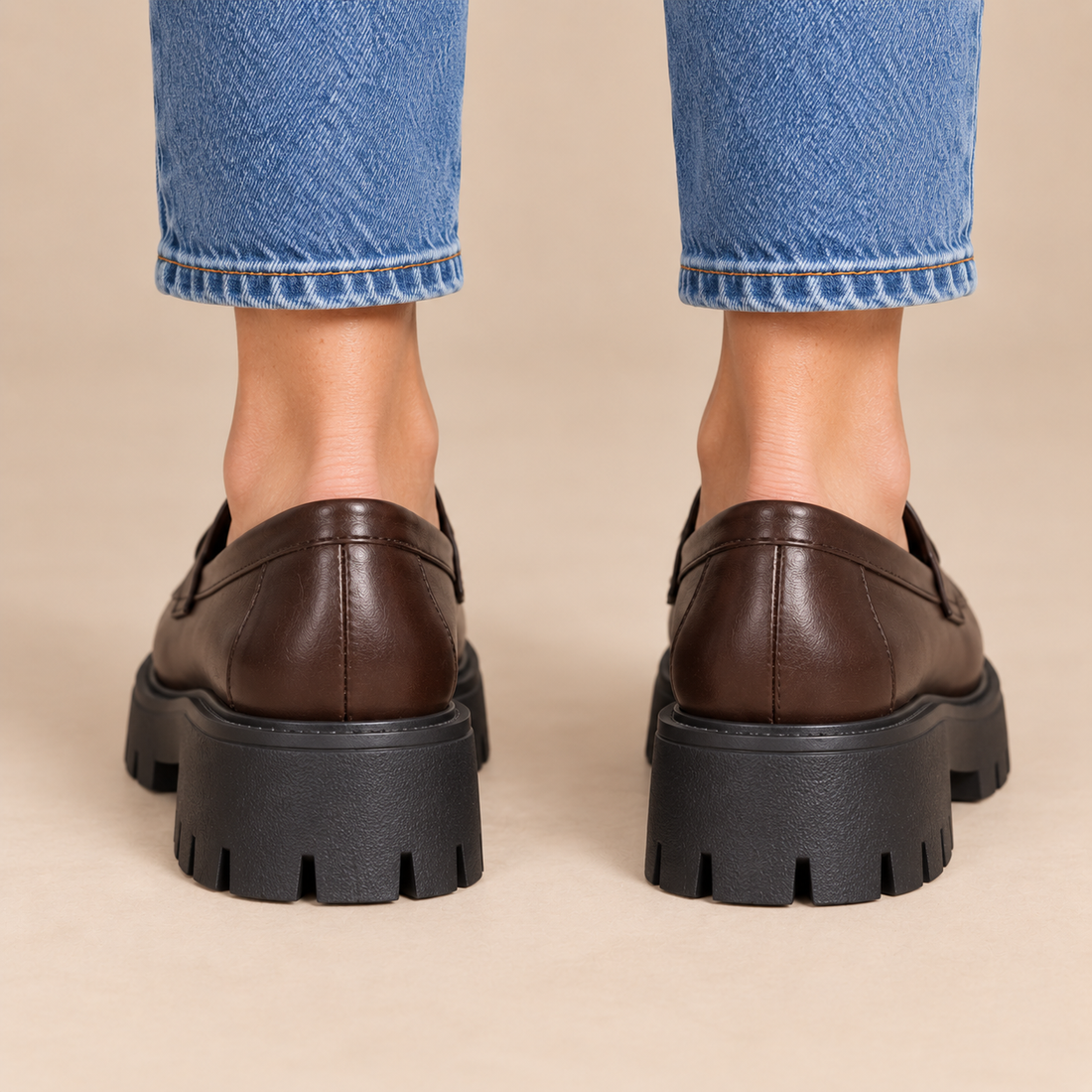 Plateauloafers voor dames met grove zool en instapmodel