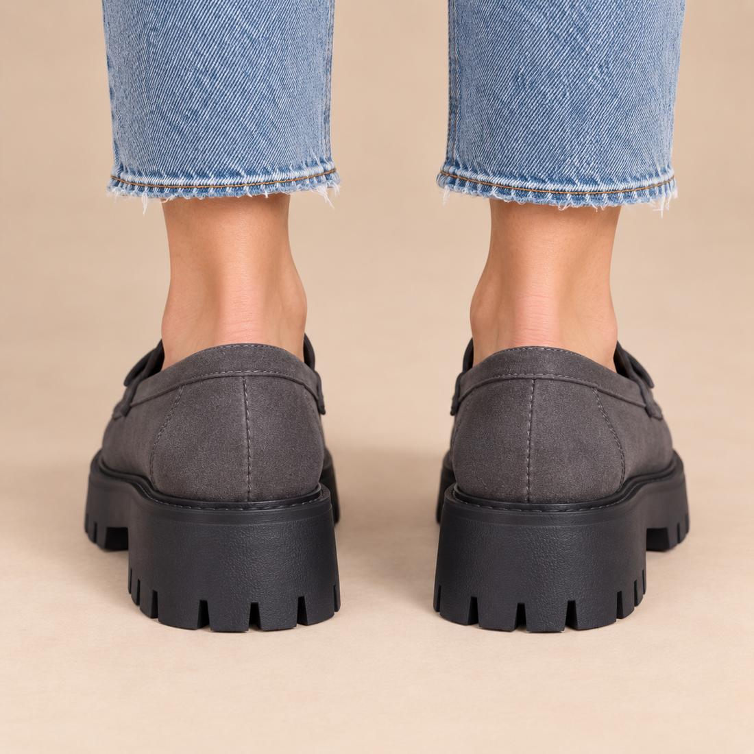 Plateauloafers voor dames met grove zool en instapmodel