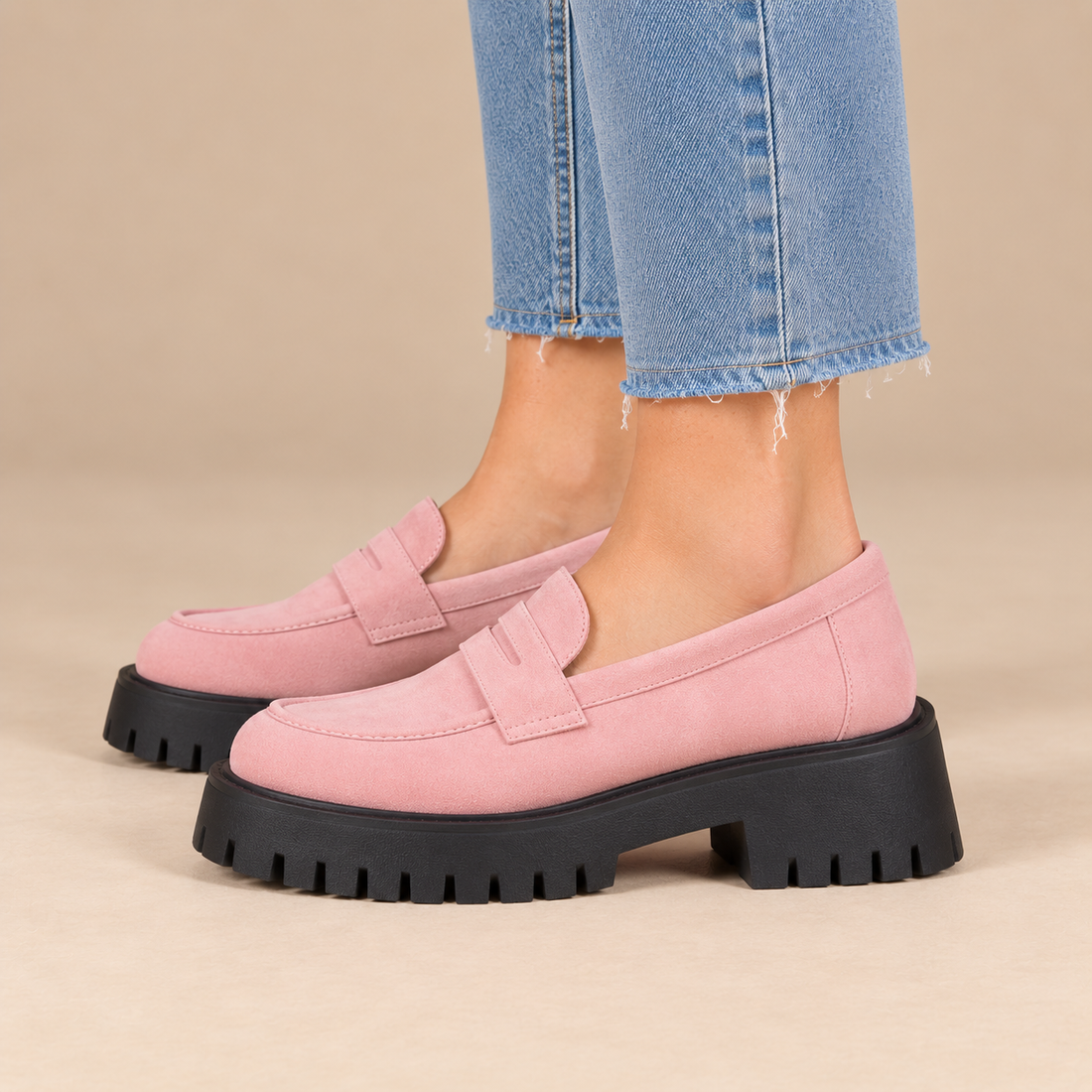 Plateauloafers voor dames met grove zool en instapmodel