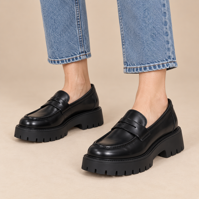 Plateauloafers voor dames met grove zool en instapmodel