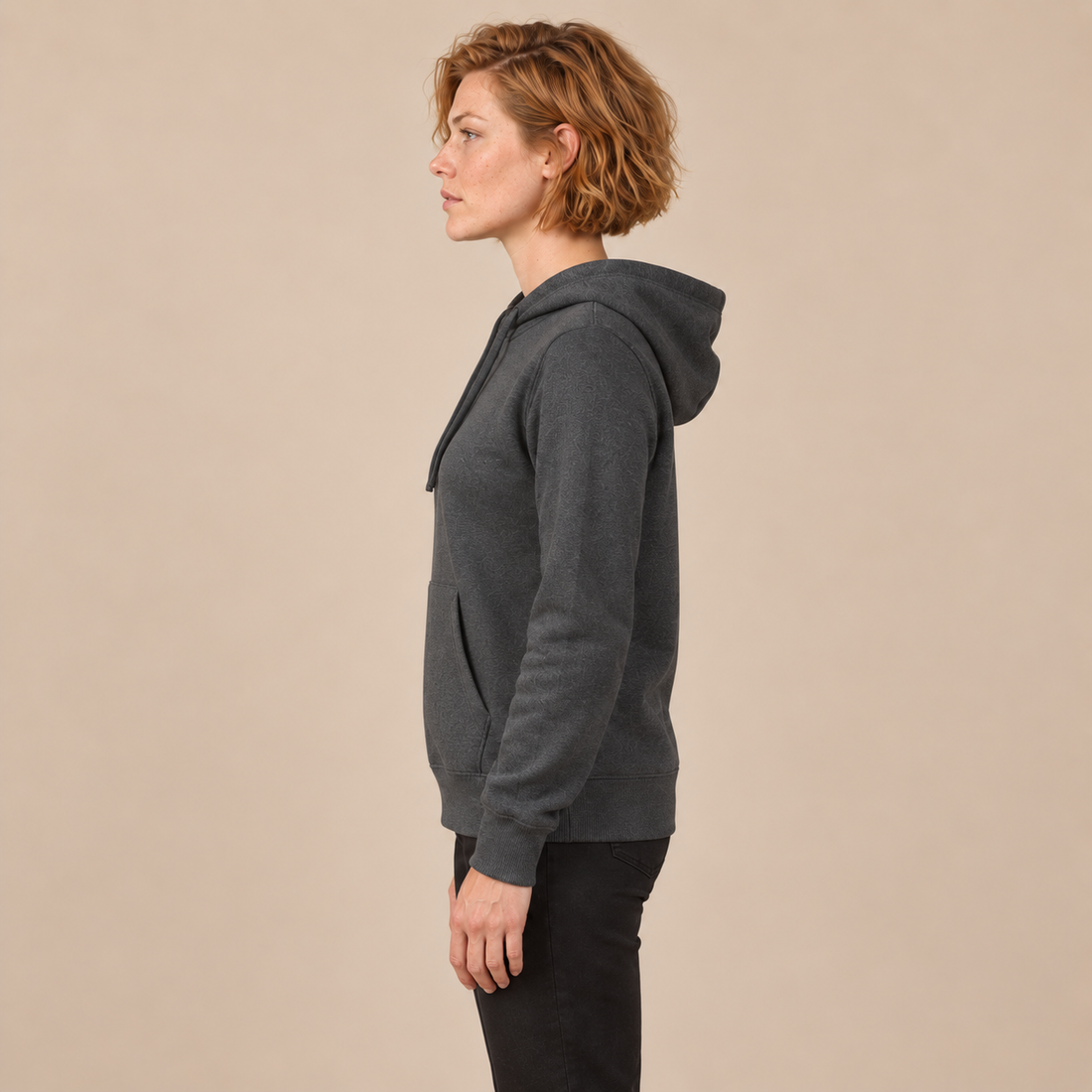 Hoodie voor dames met verstelbare capuchon en geribde zoom