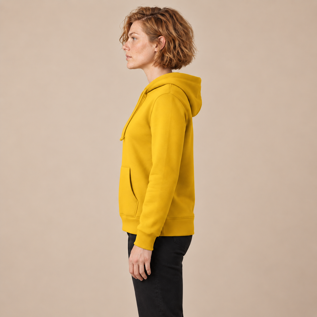 Hoodie voor dames met verstelbare capuchon en geribde zoom