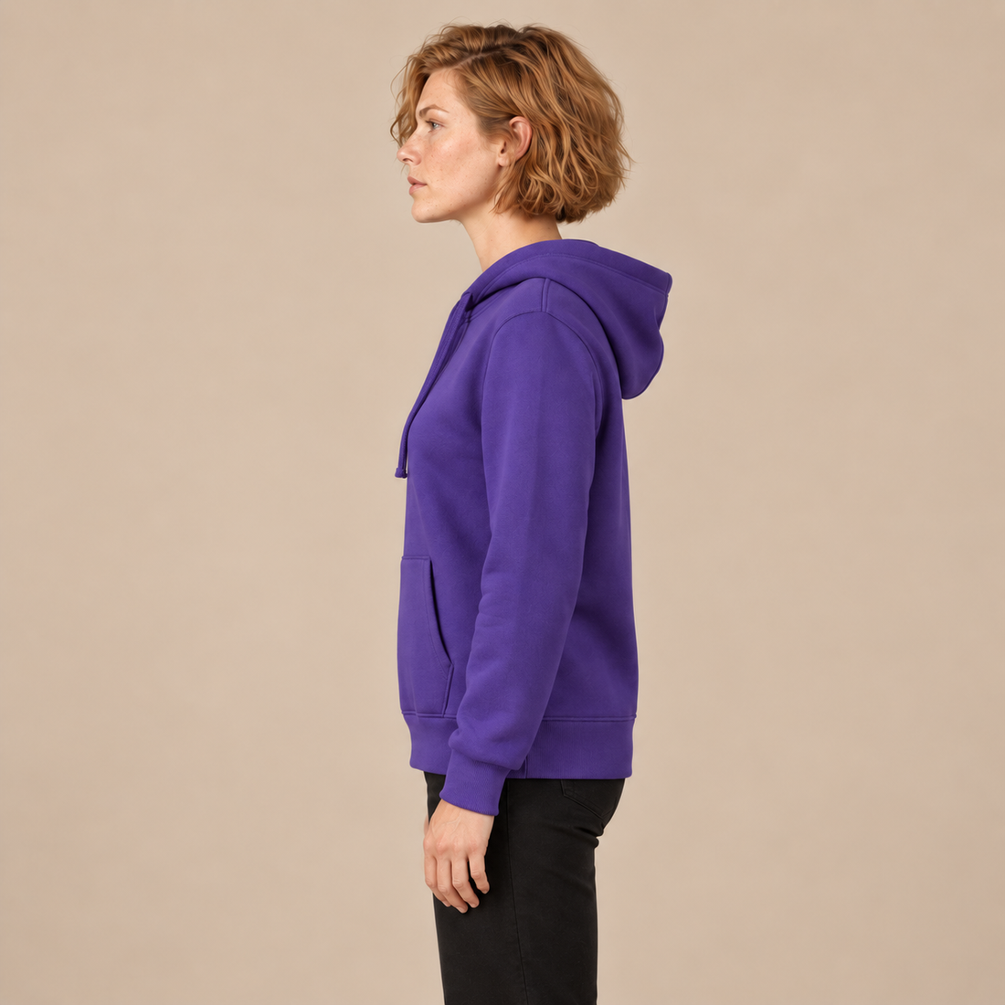 Hoodie voor dames met verstelbare capuchon en geribde zoom