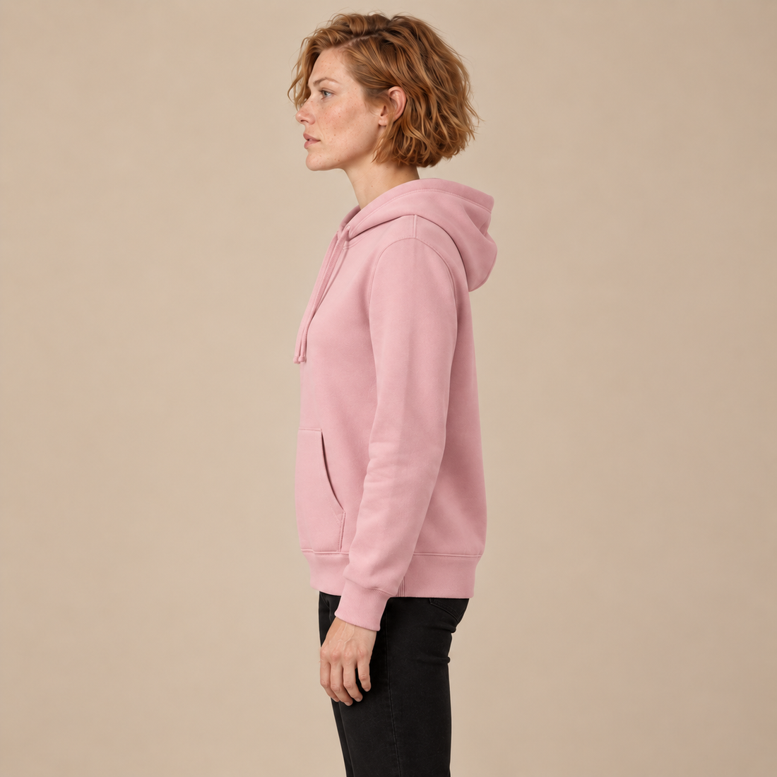 Hoodie voor dames met verstelbare capuchon en geribde zoom