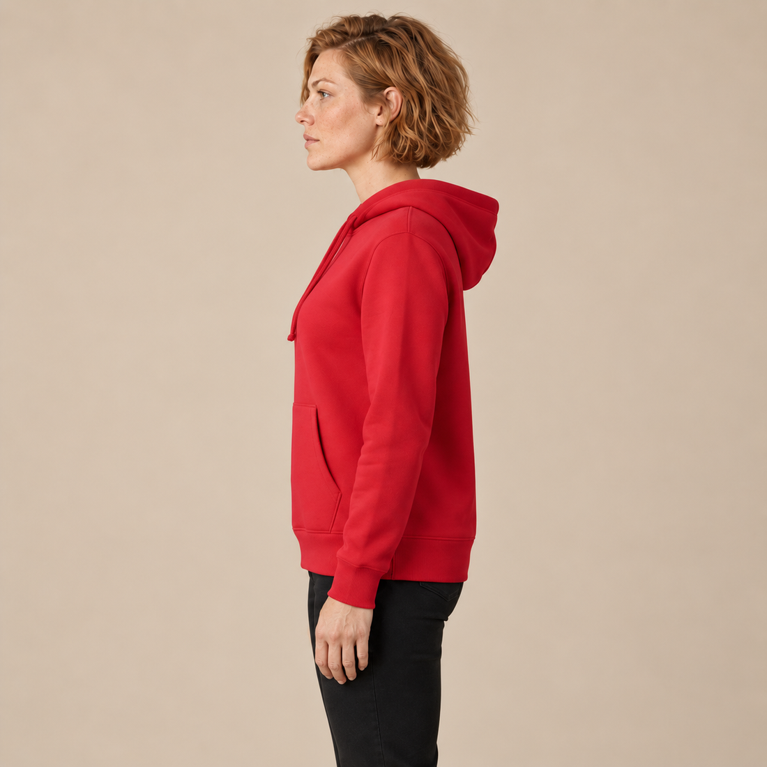 Hoodie voor dames met verstelbare capuchon en geribde zoom