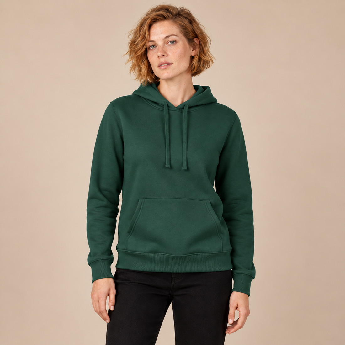 Hoodie voor dames met verstelbare capuchon en geribde zoom