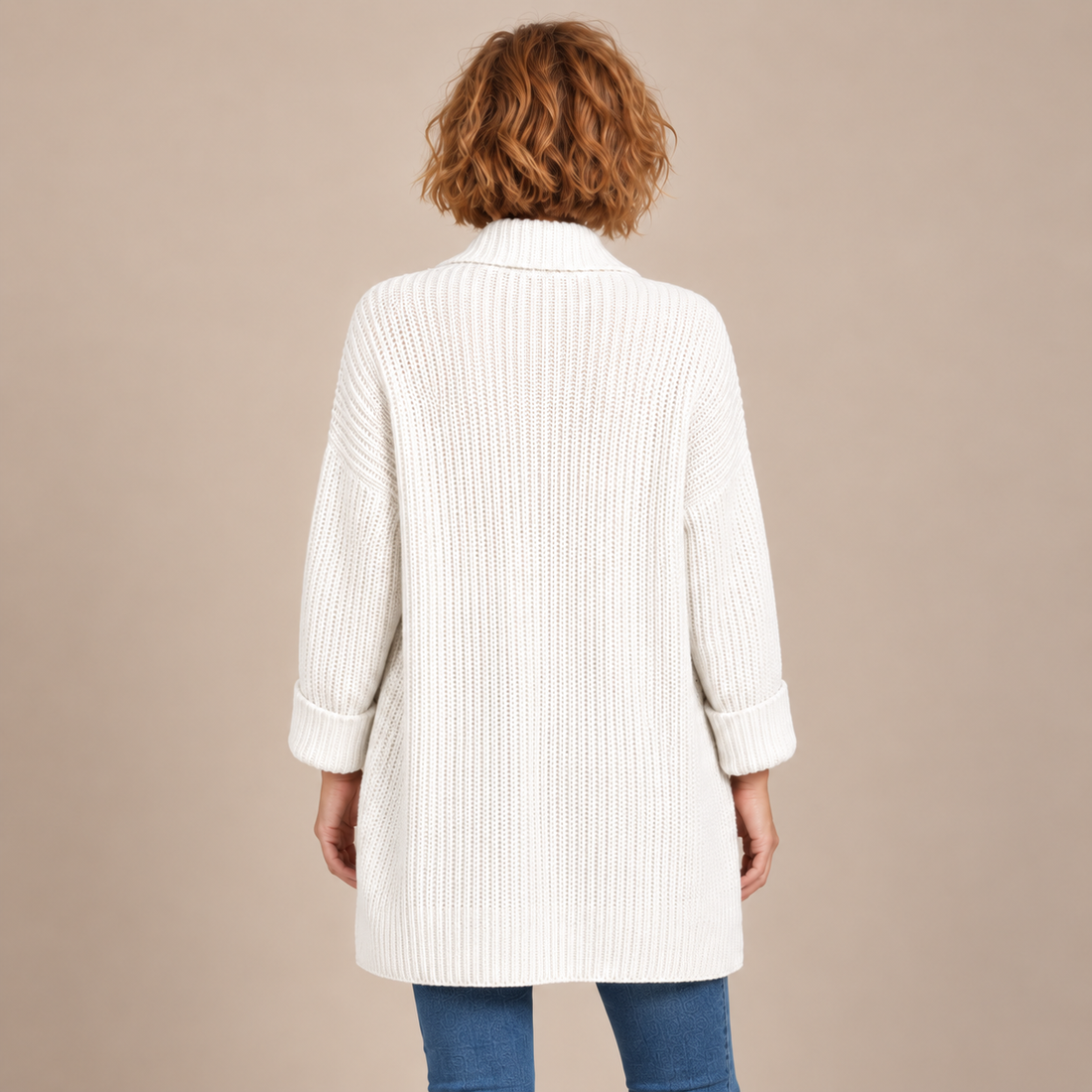 Damesvest met V-hals en ribstructuur