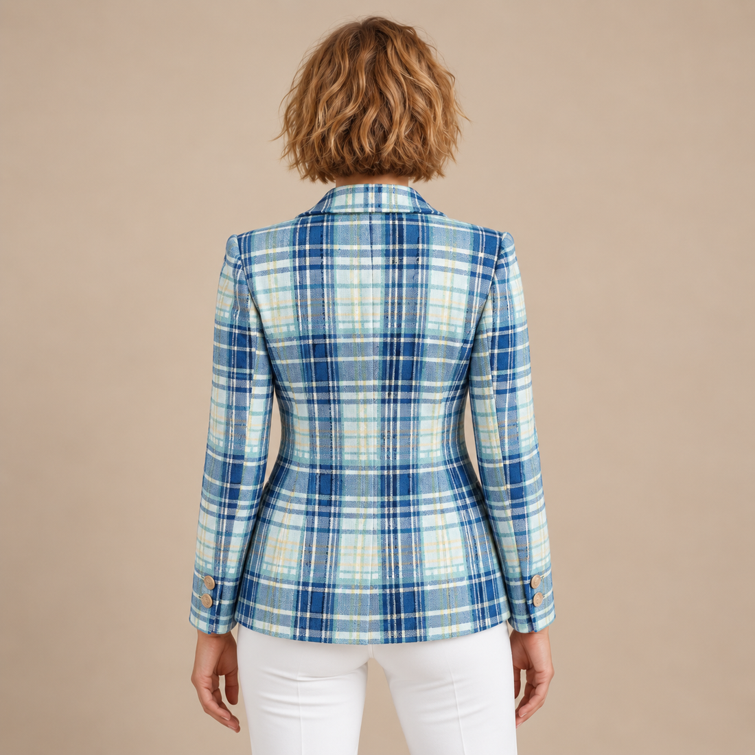 Damesblazer met revers en gestructureerd oppervlak