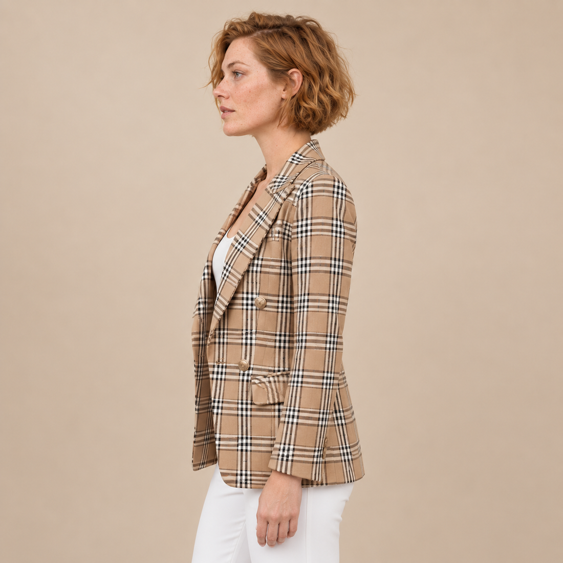 Damesblazer met revers en gestructureerd oppervlak