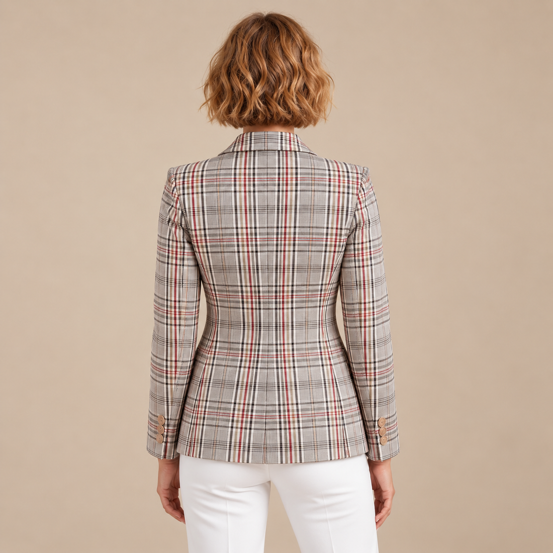 Damesblazer met revers en gestructureerd oppervlak