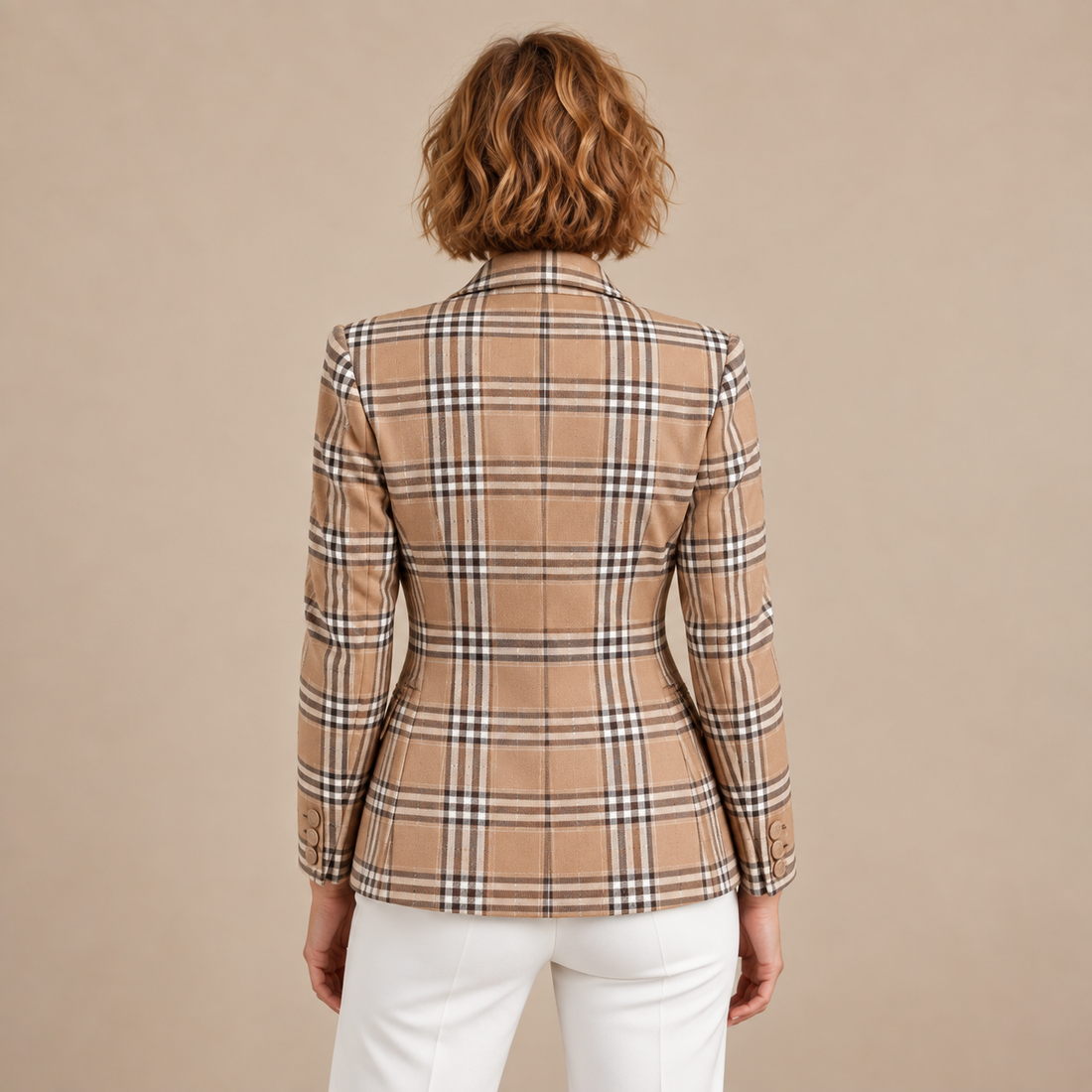 Damesblazer met revers en gestructureerd oppervlak