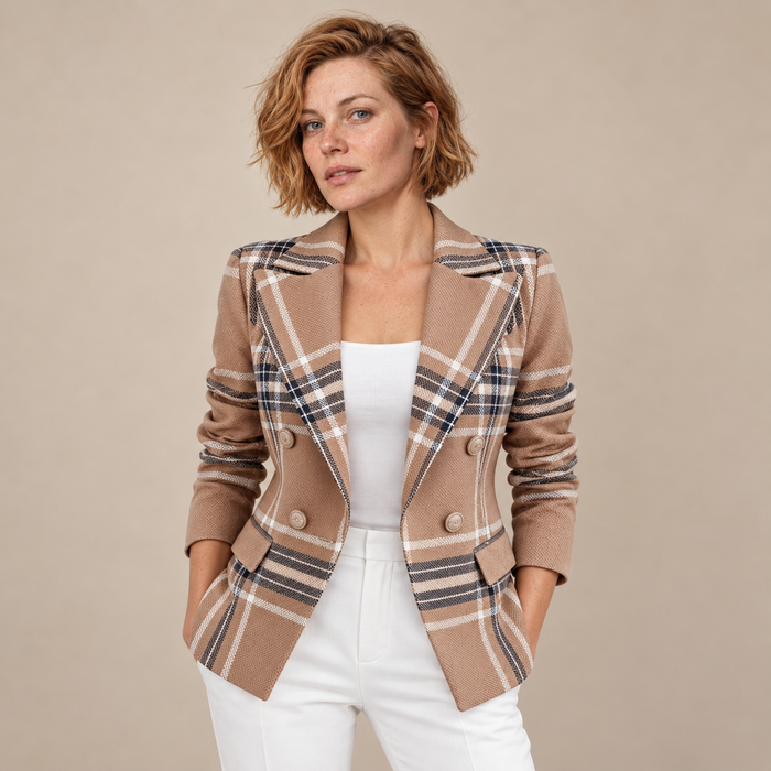 Damesblazer met revers en gestructureerd oppervlak